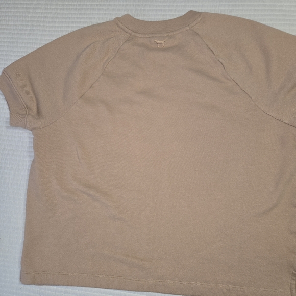 Victoria's Secret Pink Women's Tan Short Sleeve Cropped Sweatshit Size XS - Picture 6 of 10